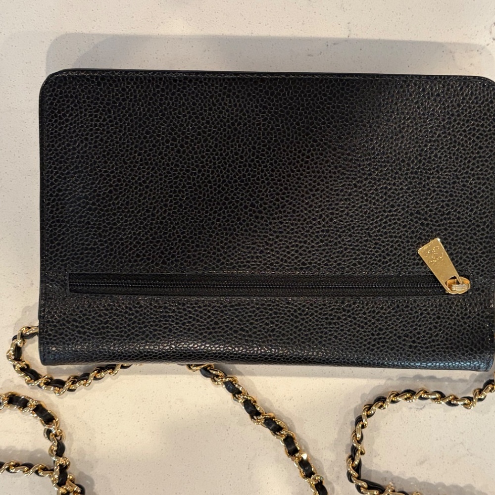Chanel Black Caviar Leather CC timeless wallet on chain - Picture 3 of 8